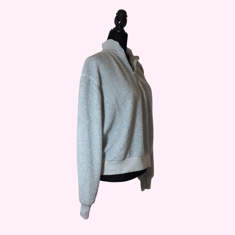 TopShop Grey Fluffy Funnel Half Zip Sweater - Picture 5 of 9
